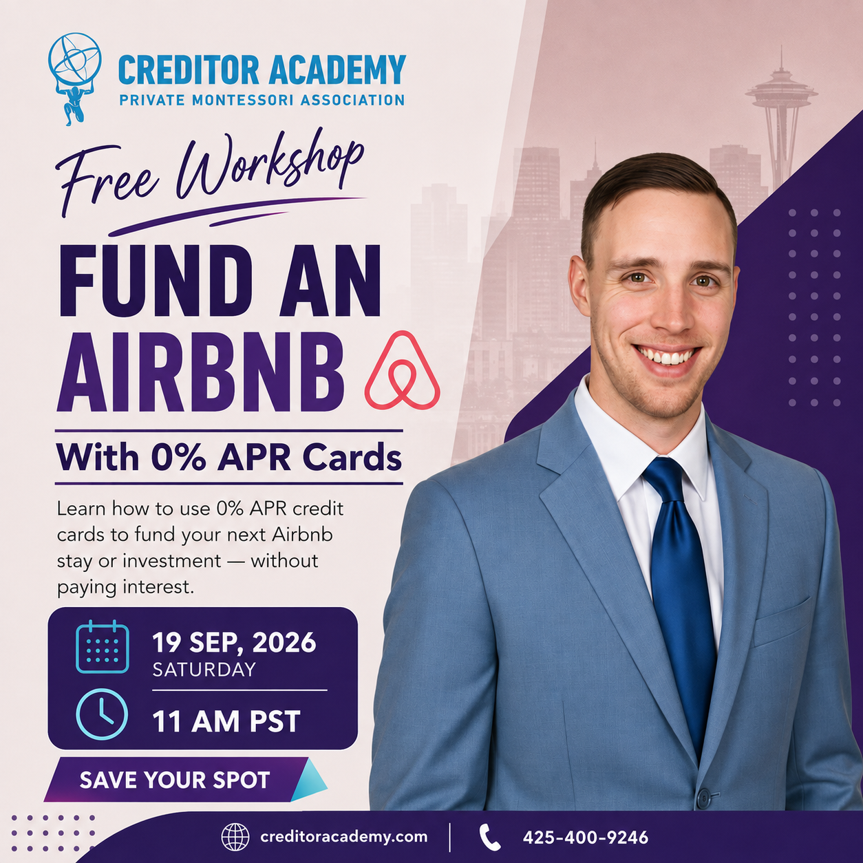 Fund An Airbnb With 0% APR Cards Workshop Flyer — Saturday, 19 September 2026